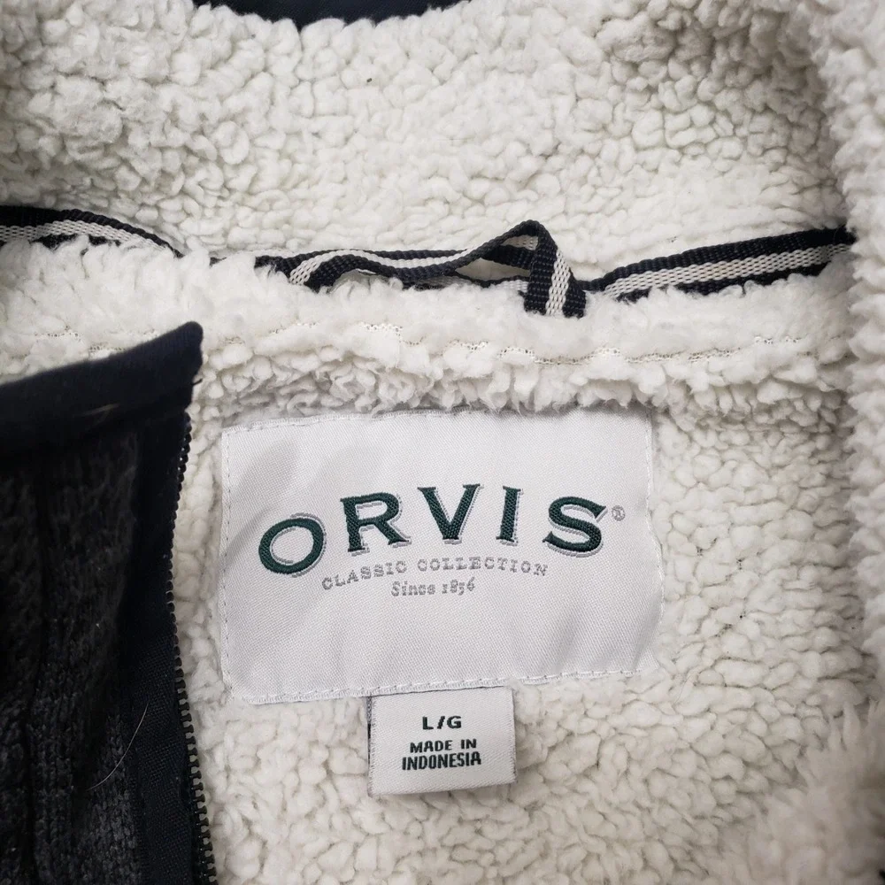 Orvis Sweater Mens Large Gray Quarter Zip Pullover Fleece Outdoor Workwear
